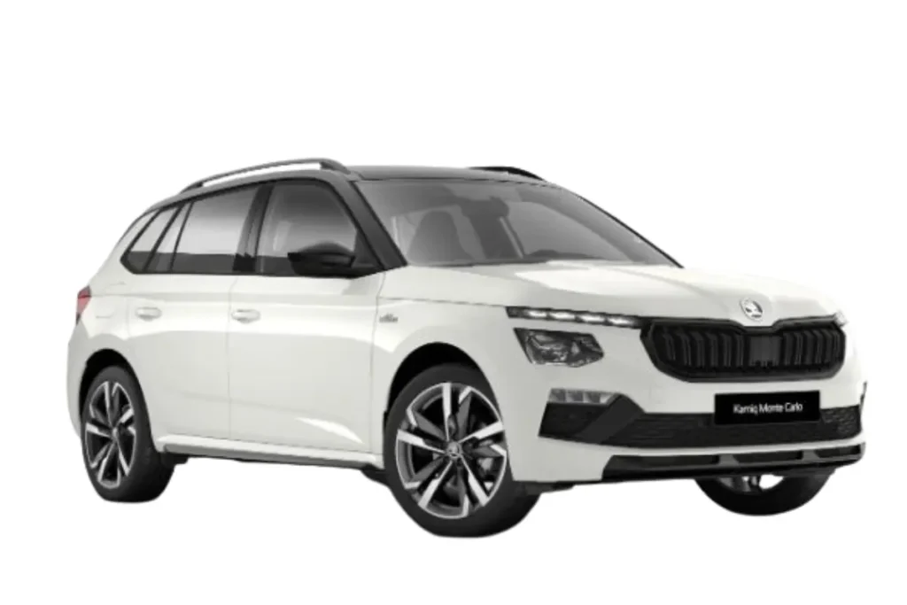 Skoda Kamiq Candy White met Black Magic dak Kleur