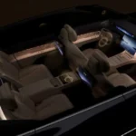 Volledig interieurzicht met het LYRA 8.2.4.8 geluidssysteem met 35 speakers, sfeerverlichting en premium Nappa lederen bekleding