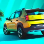 Achter driekwart aanzicht van de Grande Panda met nadruk op zijn moderne SUV-styling en LED-verlichting