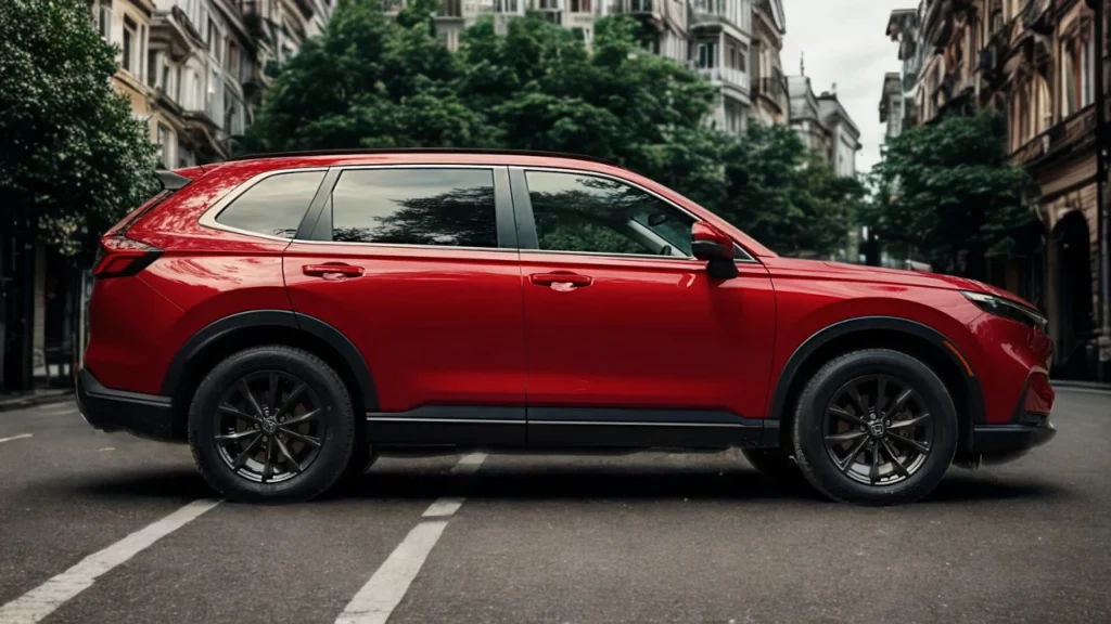 2025 Honda CR-V rode SUV compleet zijprofiel aanzicht met volledige voertuig verhoudingen en ontwerp elementen