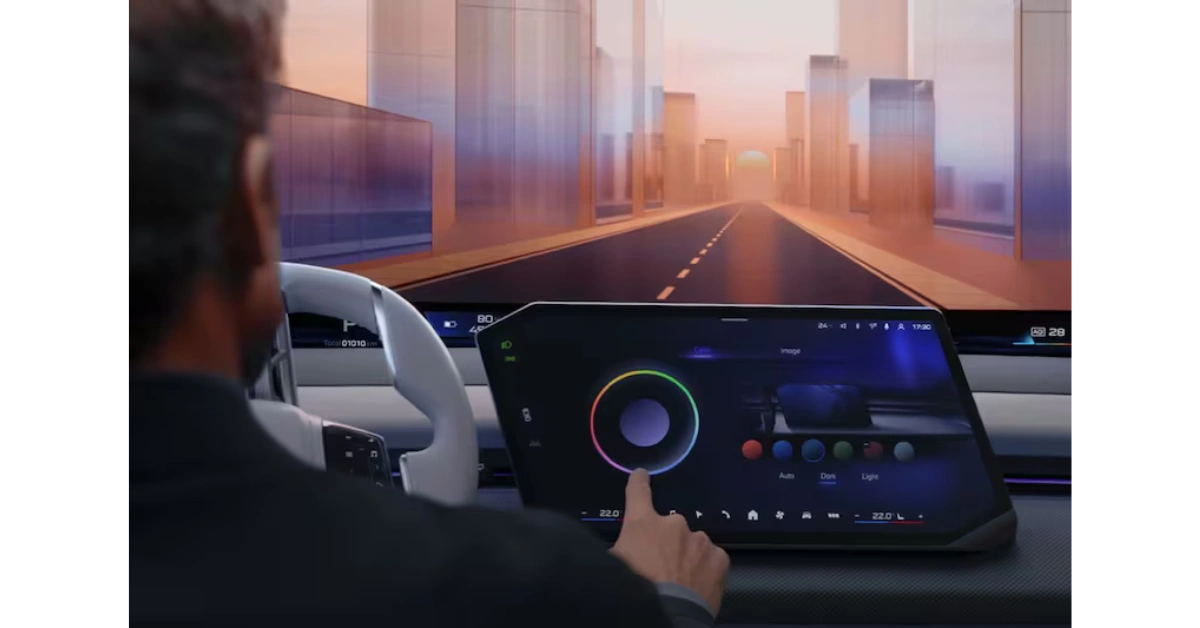 Interactieve kleur aanpassingsinterface van BMW's nieuwe Operating System X