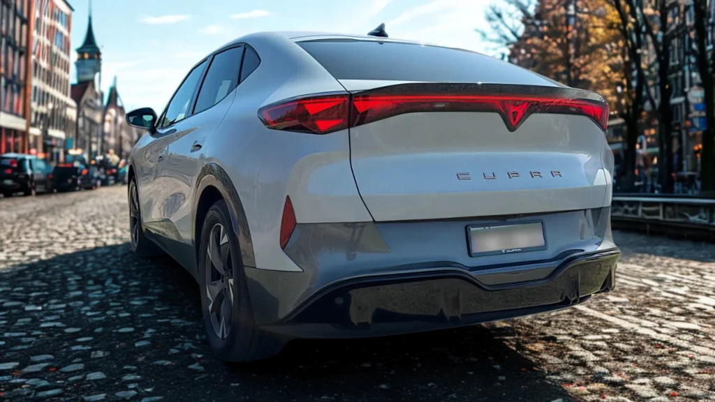 2025 CUPRA Tavascan achteraanzicht detail met LED-lichtsignatuur en CUPRA-branding