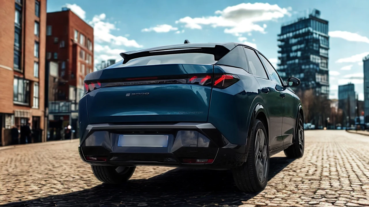 2025 Peugeot E-3008 Dual Motor - Achteraanzicht met Dual Motor Badge