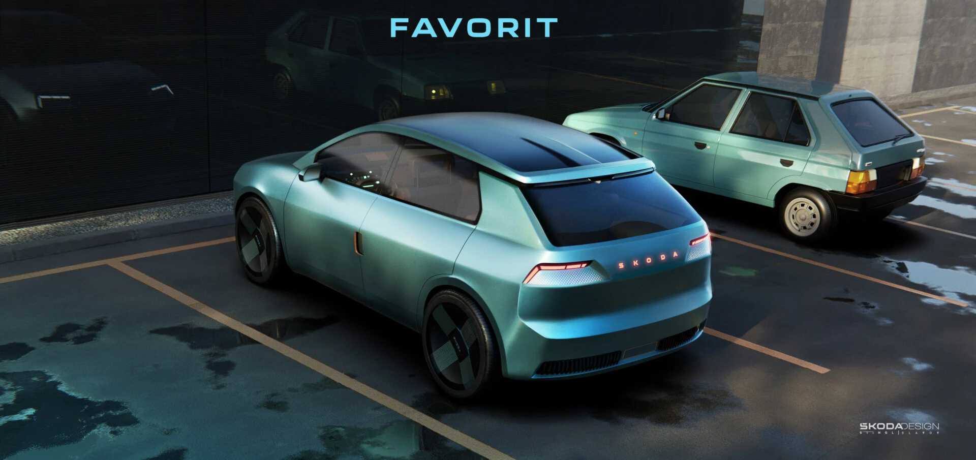 Škoda Favorit Elektrisch Concept in Erfgoed Context