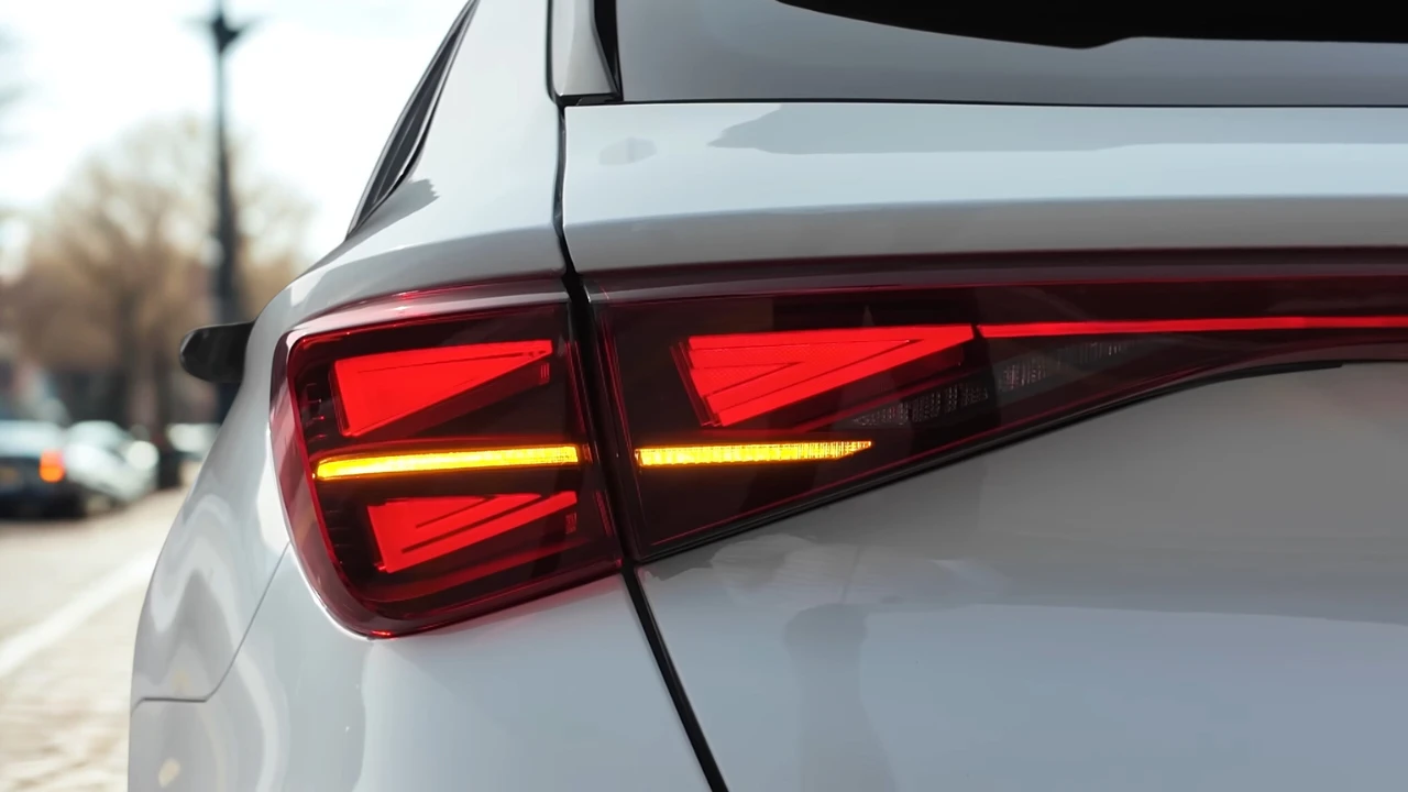 Close-up van LED achterlicht met dynamische richtingaanwijzers en modern ontwerp