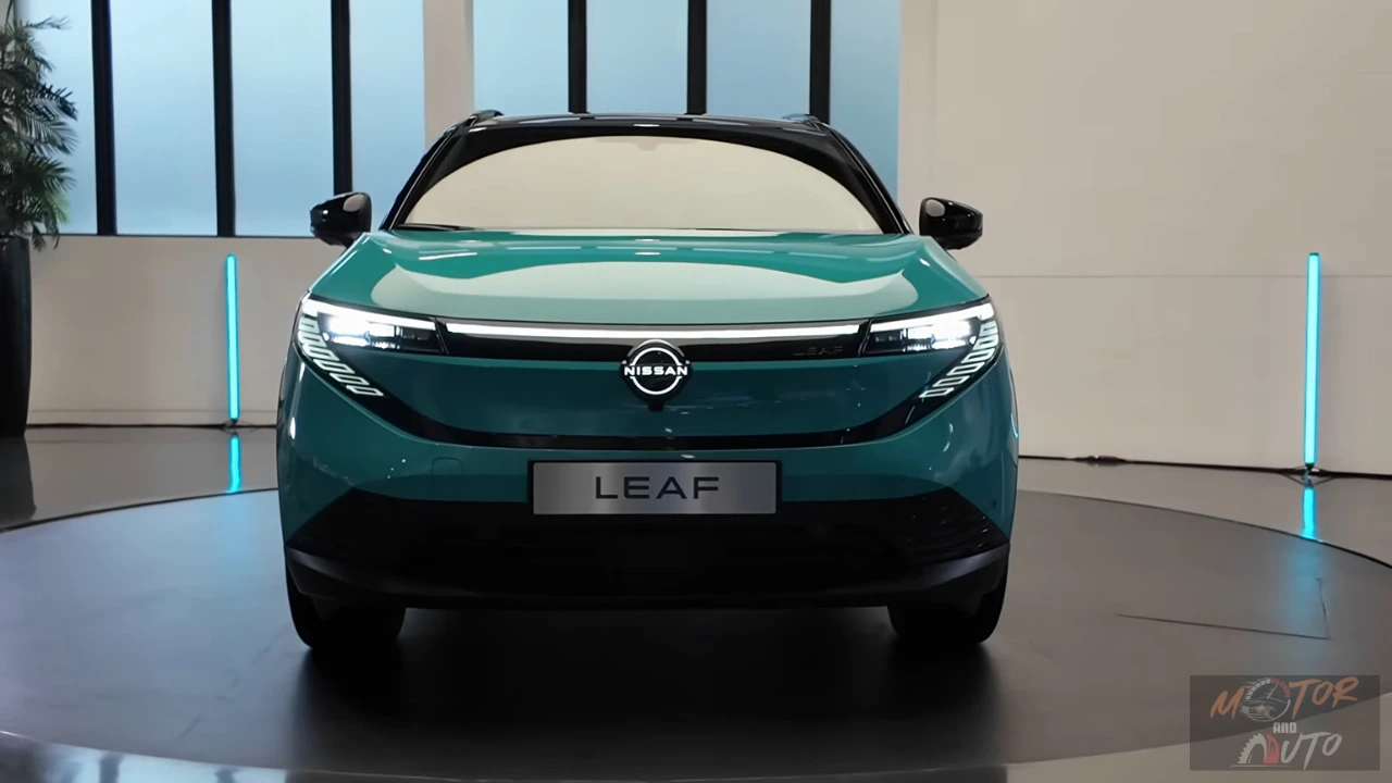 2026 Nissan Leaf Vooraanzicht met Moderne LED Licht Architectuur