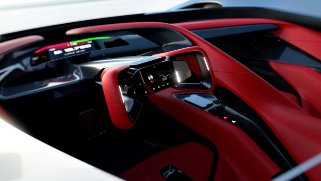 2025 Chevrolet California Corvette Concept Interieur - Futuristische Rode Cockpit Design
