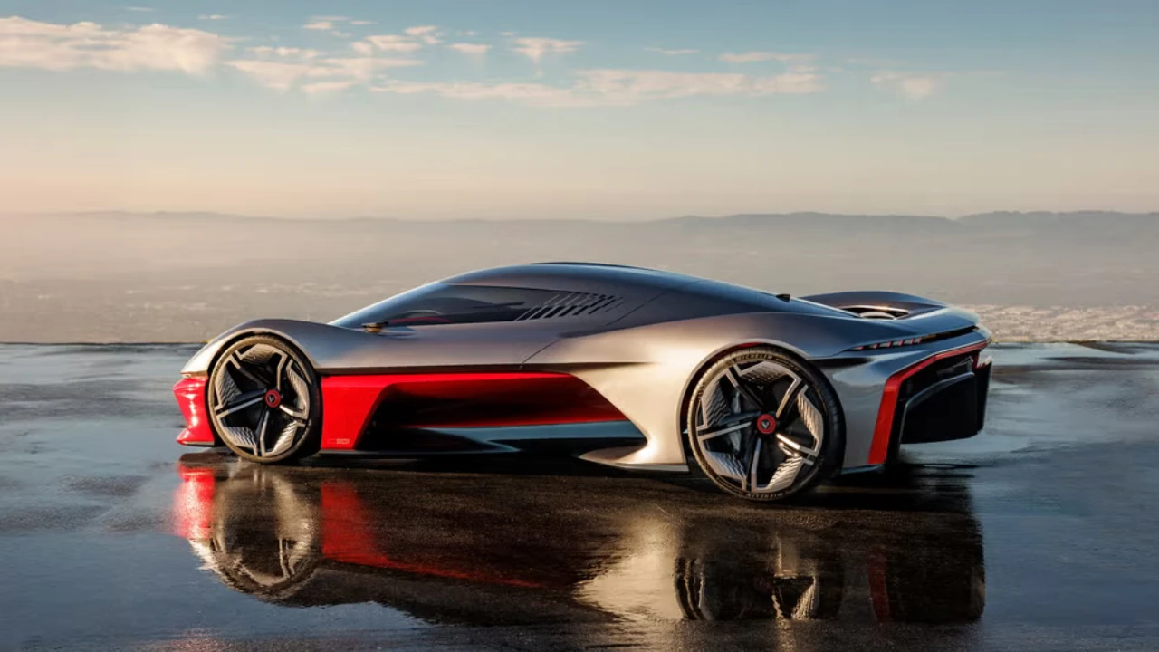 California Corvette Concept Zij Profiel - Slanke Silhouet met Californië Achtergrond