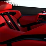 California Corvette Interieur Zij Zicht - Structurele Rode Elementen en Open Design