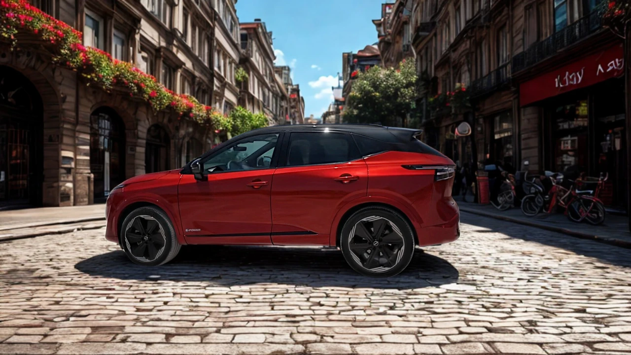 Nissan Qashqai 2025 Zijaanzicht op Smalle Europese Straat