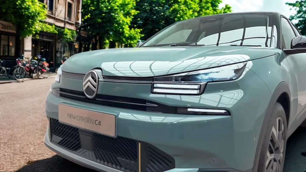 Voorkant detail zicht met nieuw Citroën chevron logo, LED dagrijverlichting en vernieuwde grille ontwerp