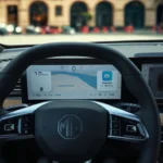 2025 MG HS digitaal dashboard met 12,3-inch instrumentencluster met hybride energiestroom, snelheidsdisplay, navigatie en voertuiginformatie