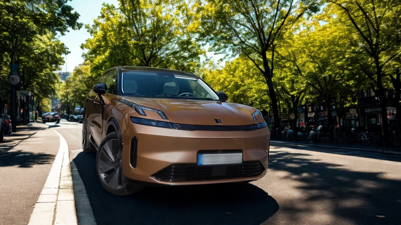 Vooraanzicht van de 2026 Lynk & Co 08 met nadruk op de minimalistische Scandinavische ontwerpfilosofie, onderscheidende LED verlichtingssignatuur en gesloten voorgrill ontwerp geoptimaliseerd voor hybride efficiëntie.