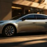 Toyota bZ7 Elektrische Sedan in Moderne Stedelijke Omgeving