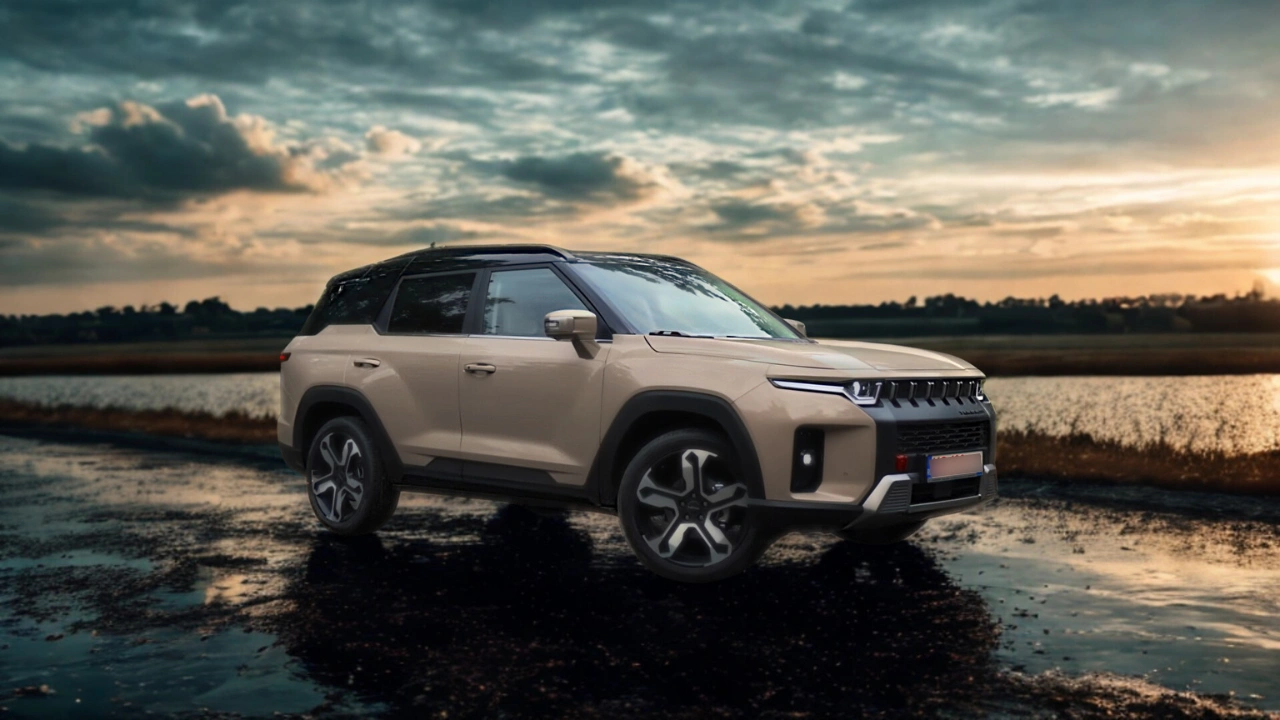 2025 KGM Torres Hybrid - Zijaanzicht in Latte Greige met Zwart Dak