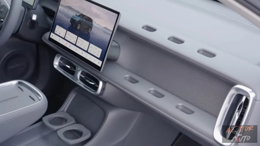 Middenconsole en dashboardgebied van de 2026 Leapmotor B10 met het unieke getextureerde paneelontwerp