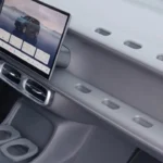 Middenconsole en dashboardgebied van de 2026 Leapmotor B10 met het unieke getextureerde paneelontwerp