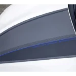 California Special Motorkap Graphics met Rave Blue Accent - Close-Up Detail