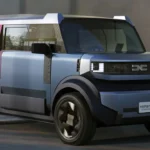 Dacia Hipster Concept Buitenkant Zijaanzicht met Vierkant Ontwerp en Stoffen Deurriempje