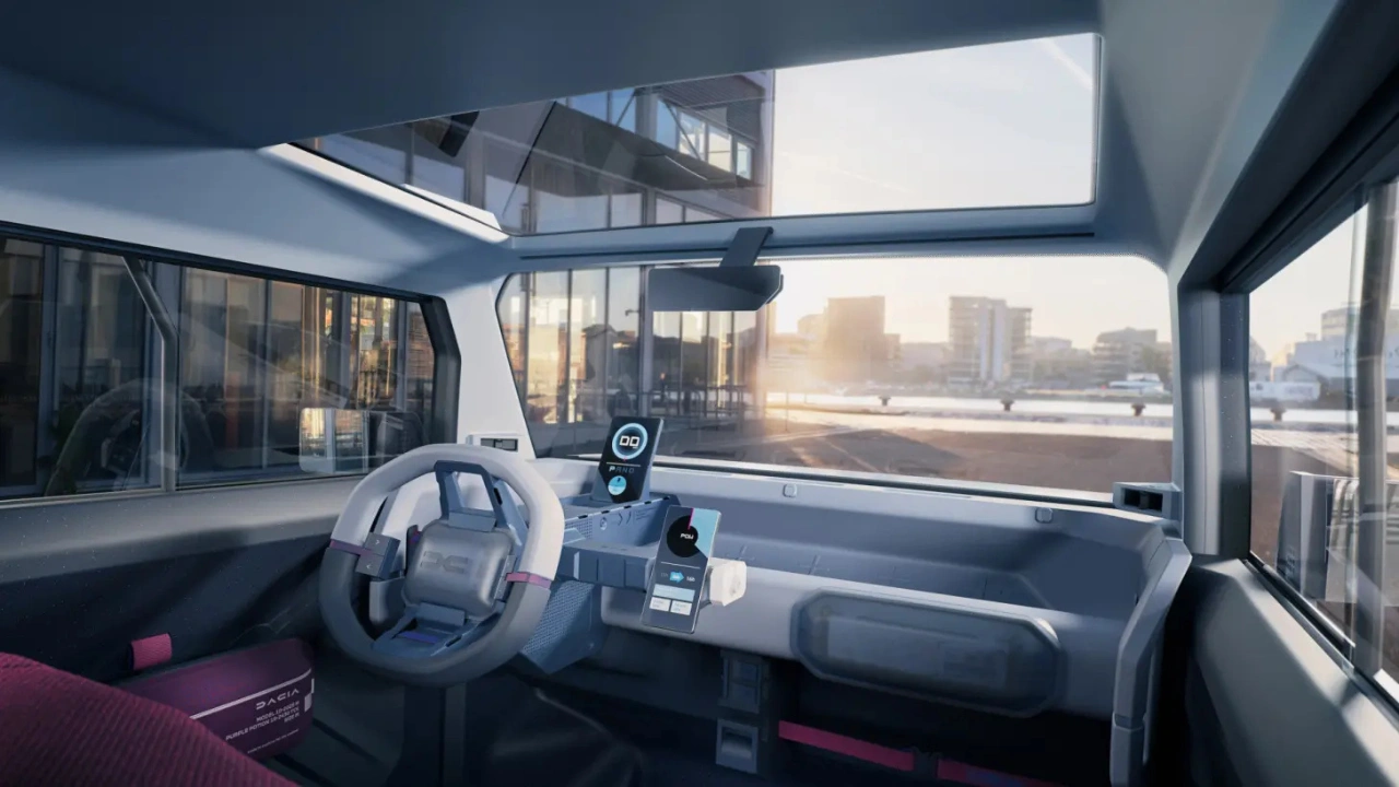 Dacia Hipster Concept Interieur met Minimalistisch Dashboard en Smartphone Integratie