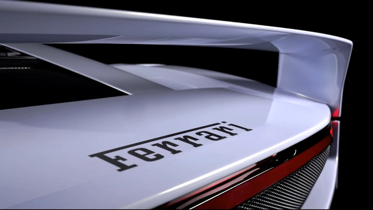 Ferrari SC40 Achtervleugel - Ferrari Schrift in Koolstofvezel