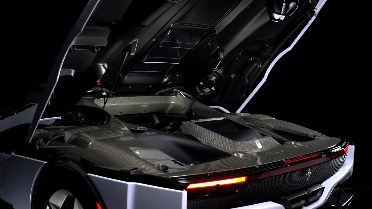 Ferrari SC40 Motorruimte - Carbon-Kevlar en V6 Hybride