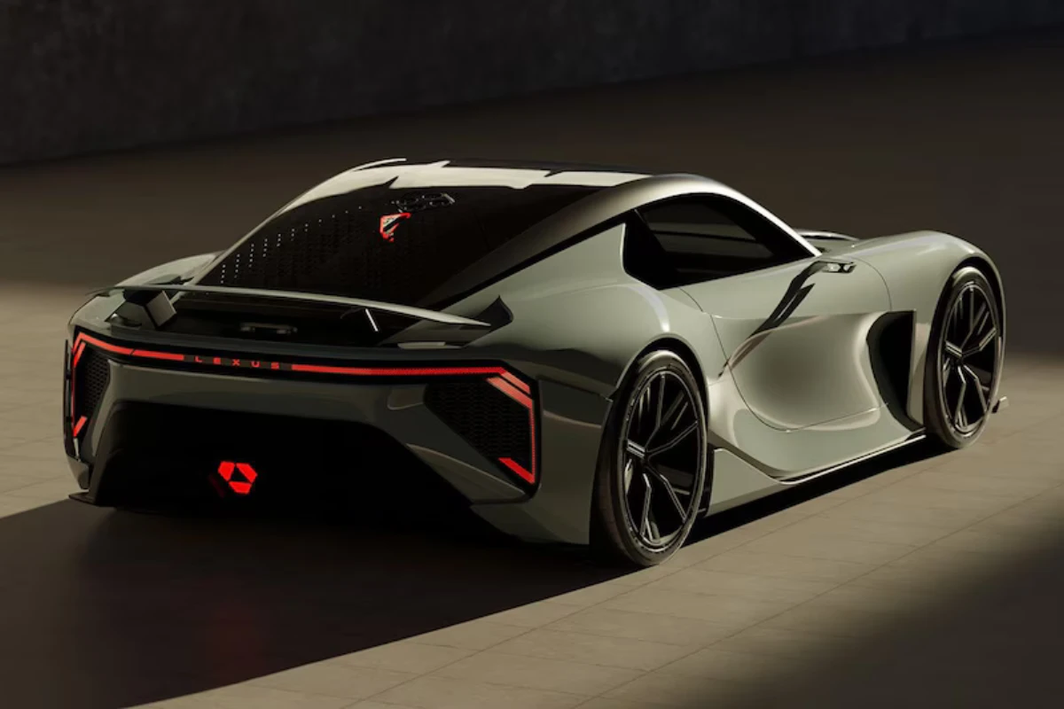 Lexus Sport Concept Achteraanzicht Drie-Kwart met Dramatische Rode LED-Verlichting