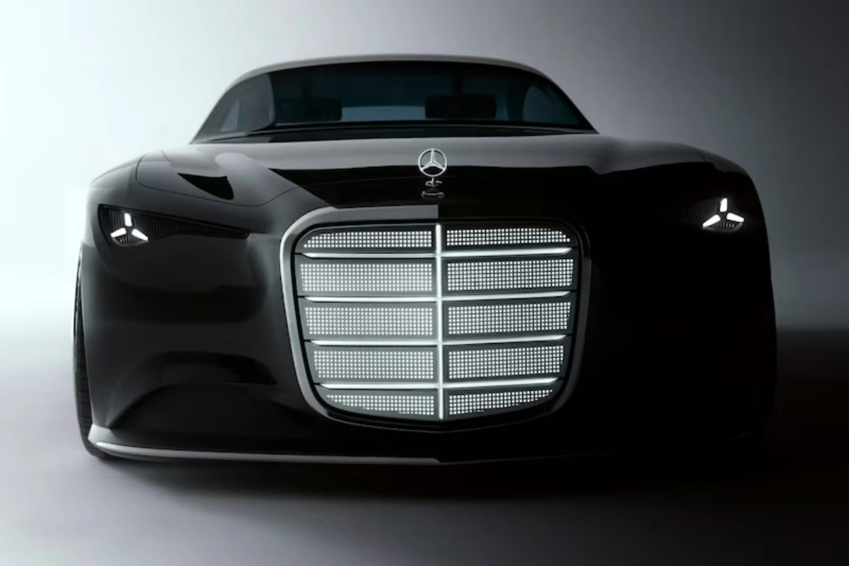 Mercedes-Benz Vision Iconic Voorgrille en Koplamp Ontwerpdetail
