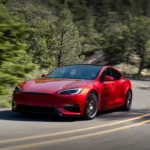 Tesla Model S 2025 Rood Vooraanzicht