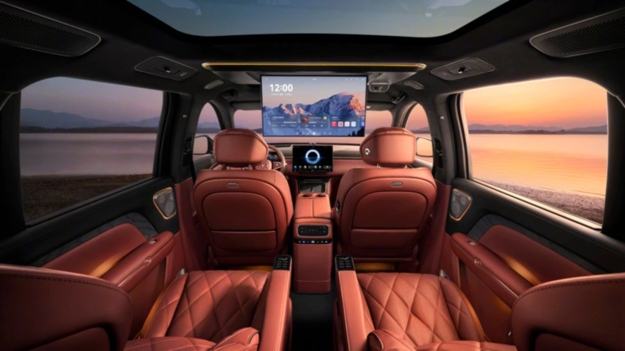 Voyah Taishan Luxueus 6-Zits Interieur met Plafond Entertainment Scherm