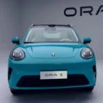 2026 GWM Ora 5 Elektrische SUV Vooraanzicht in Turquoise Blauw