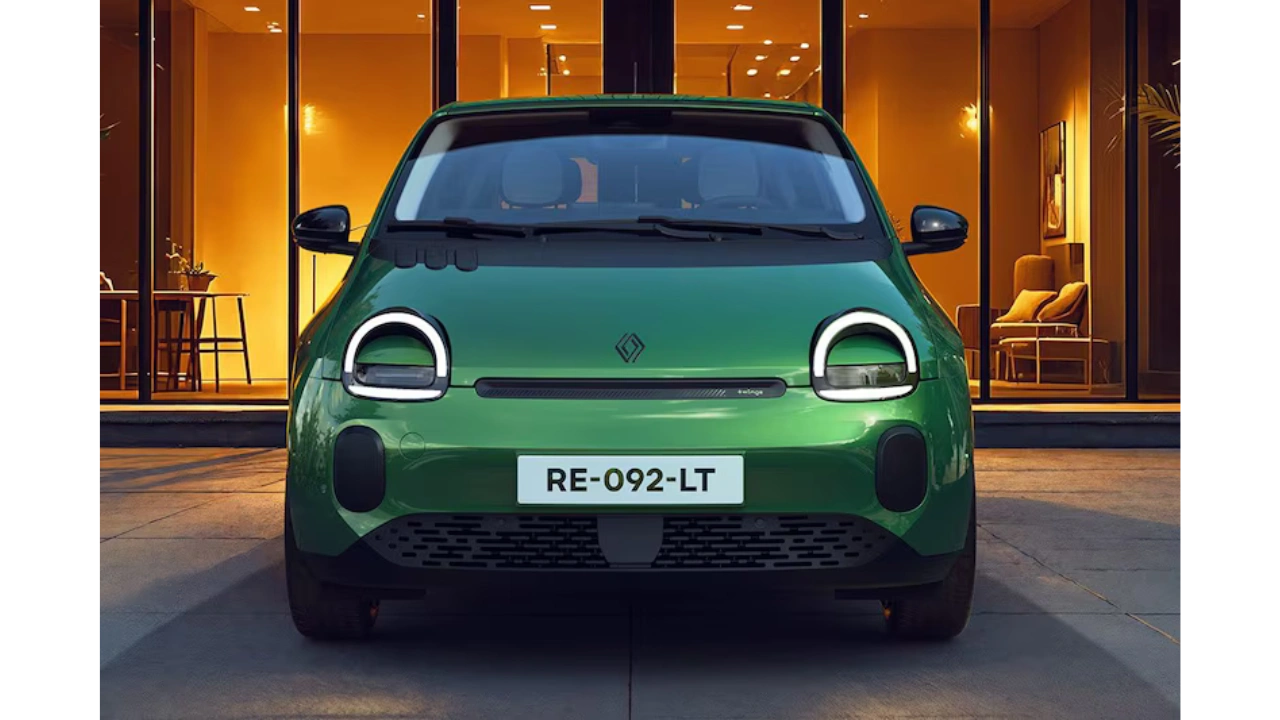 2026 Renault Twingo E-Tech Electric Groen Vooraanzicht Avond