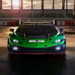 2027 Lamborghini Temerario Super Trofeo Vooraanzicht in Racing Garage