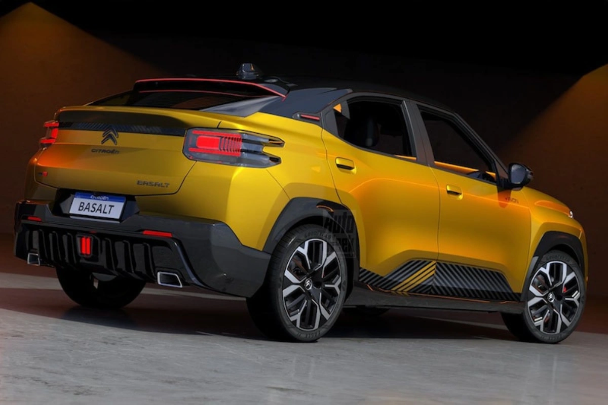 Citroën Basalt Vision Achteraanzicht met Dubbele Chromen Uitlaat en Agressieve Diffuser