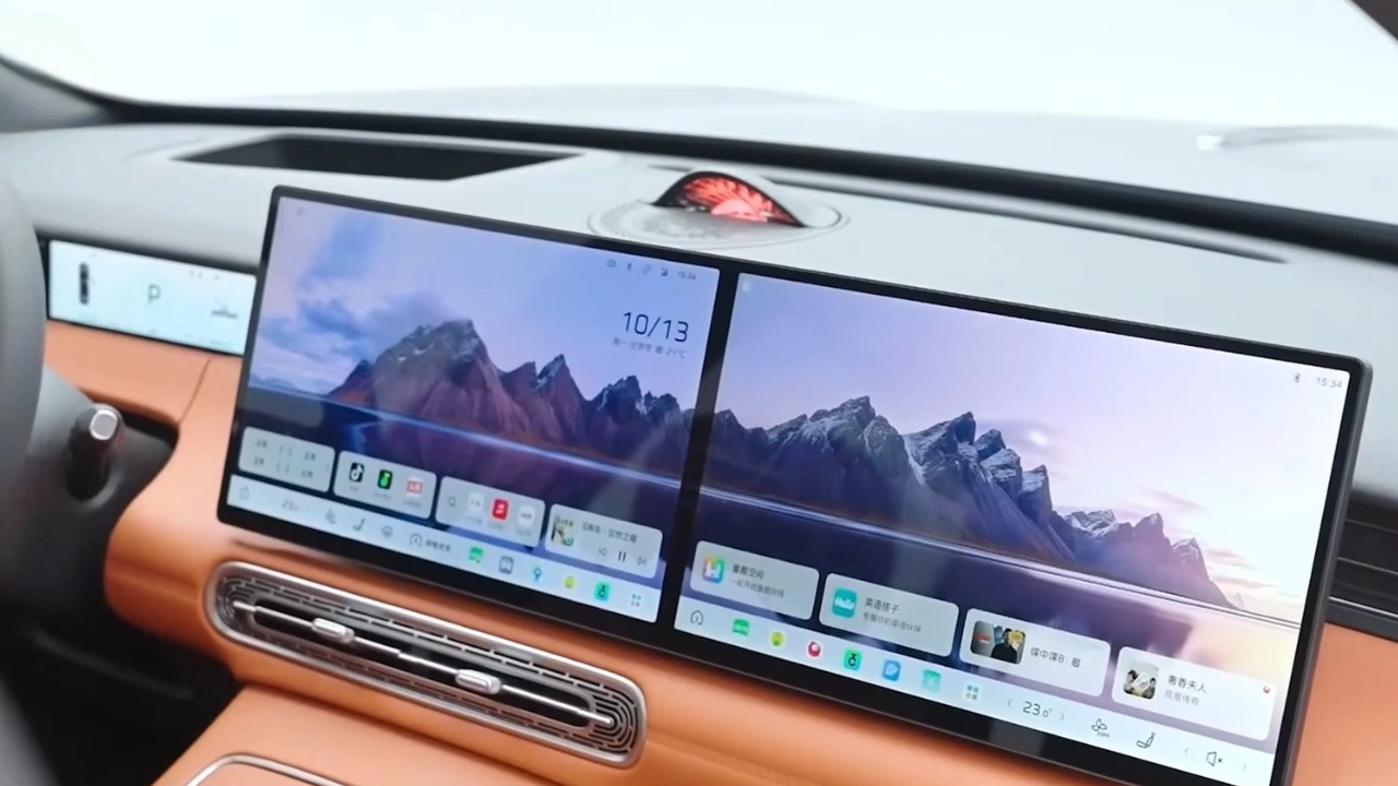 Hongqi HS6 PHEV Dubbel 15,6-Inch Scherm Systeem Detail Weergave