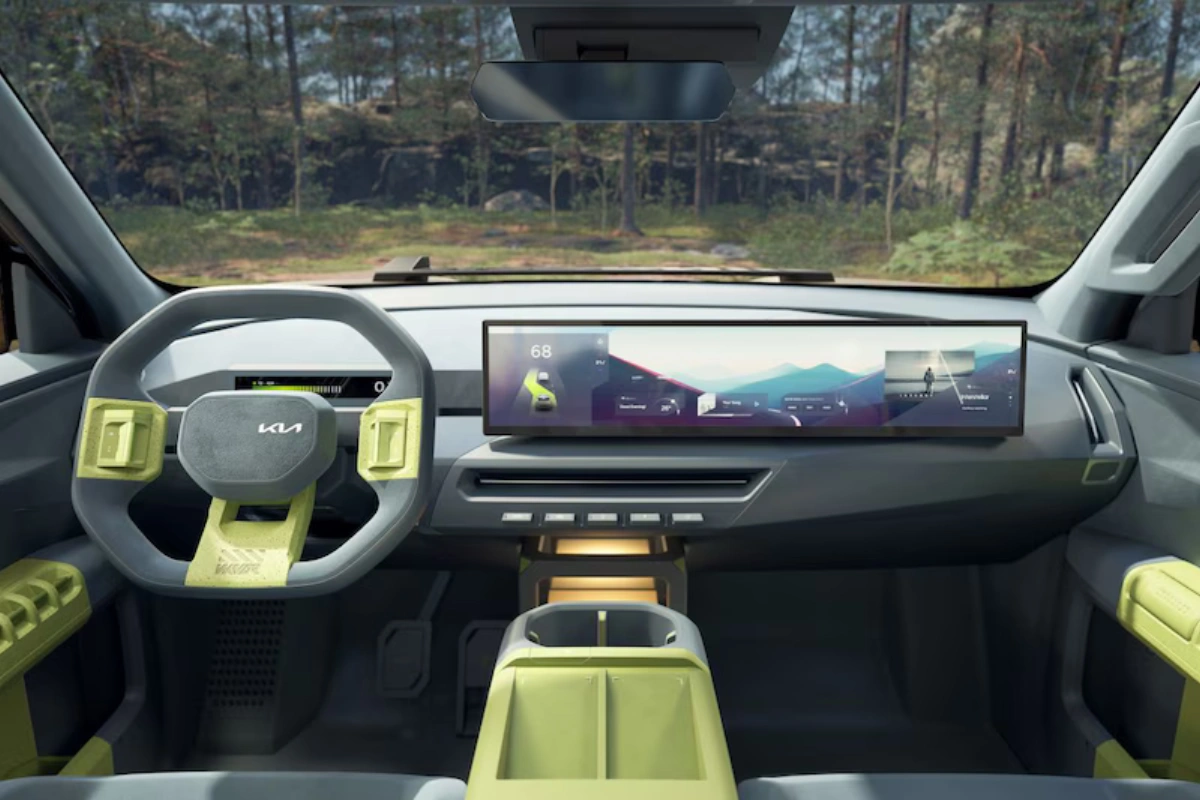 Kia EV5 Weekender Interieur Dashboard met Panoramisch Display