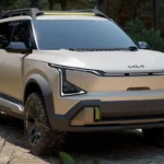 Kia EV5 Weekender Off-Road Concept met All-Terrain Banden