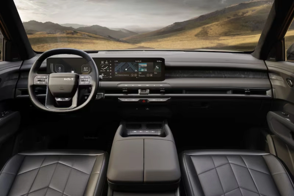Kia Telluride 2027 Groothoek Interieur Voorcabine Aanzicht
