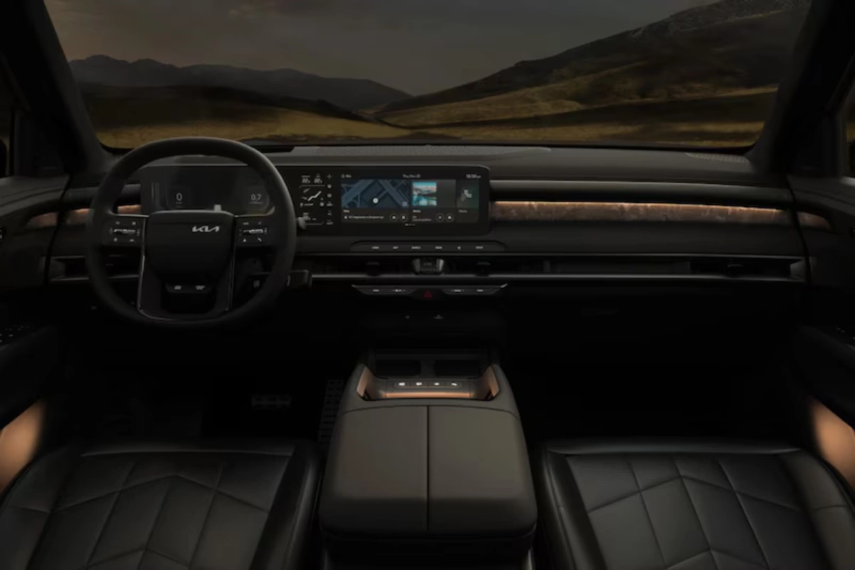Kia Telluride 2027 Interieur Donkere Sfeerverlichting met Premium Materialen