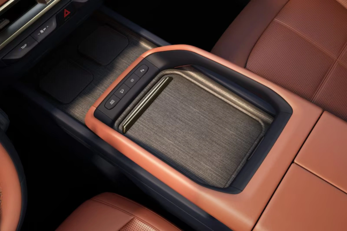 Kia Telluride 2027 Interieur Middenconsole Detail met Hout Accenten