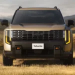 Kia Telluride 2027 X-Pro Frontaal Vooraanzicht met Ontwerp over Volle Breedte