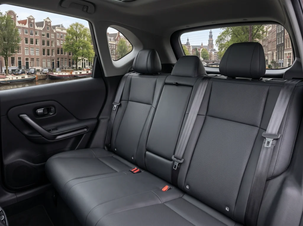 2026 Leapmotor B05 – Achterste Passagierscabine met Donkere Eco-lederen Stoelen